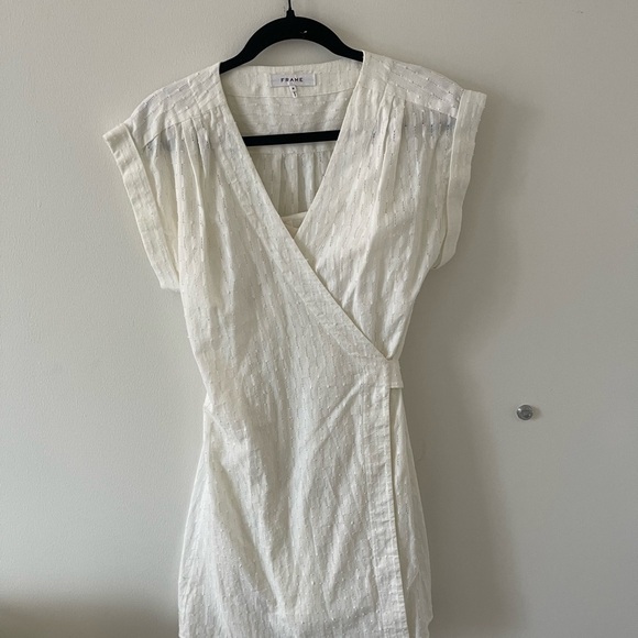 Frame White Wrap Around Dress with Slip - Picture 1 of 7